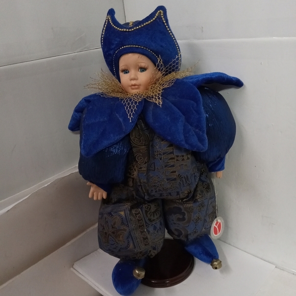 Delton Products Corp Fine Collectibles Porcelain Doll on Wooden Stand 16" - Picture 1 of 7